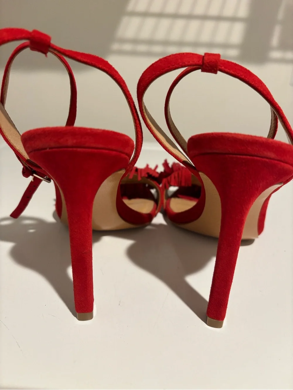 Banana Republic Red Suede Fringe Slingback Heels - Picture 3 of 4